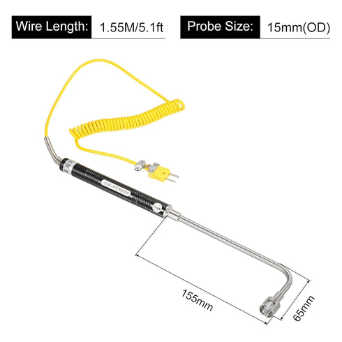 MECCANIXITY K Type Surface Thermocouple Temperature Probe Sensor Stainless Steel -58 to 932°F (5.1ft)