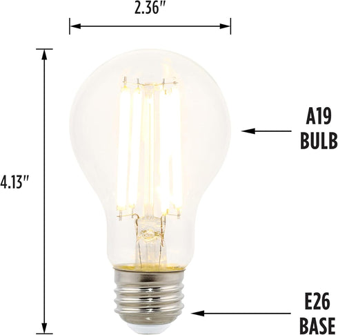 Westinghouse 5255000 A19 Dimmable Clear Filament LED Light Bulb, 10 Watt (100 Watt Equivalent), Medium Base
