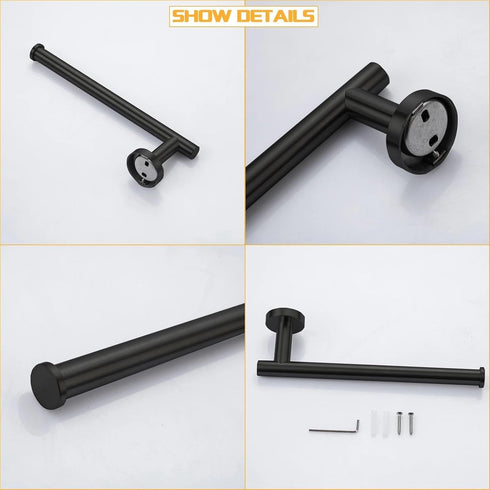 Generic Set (23) Hand Rails Bathroom Hardware Bathroom Accessories Black Towel Rail Bar Rack Gold Towel Bar Shelf Towel