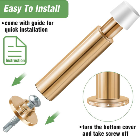 KOLAKO Wall Mount Door Stoppers, 4.4 Inch Spring Loaded Door Stops Bumper with White Rubber Tip