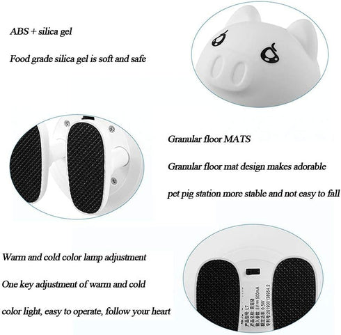 ZGHD 0.5W LED Kids Night Light Portable Pet Pig Night Light for Babies, Rechargeable Color Changing Cute Lamp Animal