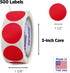 ChromaLabel 1.50 Inch Round Label Removable Color Code Dot Stickers, 500 Labels per Roll, Red