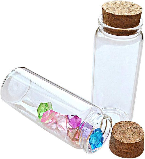 2pcs Empty Clear Glass Bottles, Vials with Cork Stopper, 47mm Bottle Diameter (47x90x33mm 100ml)