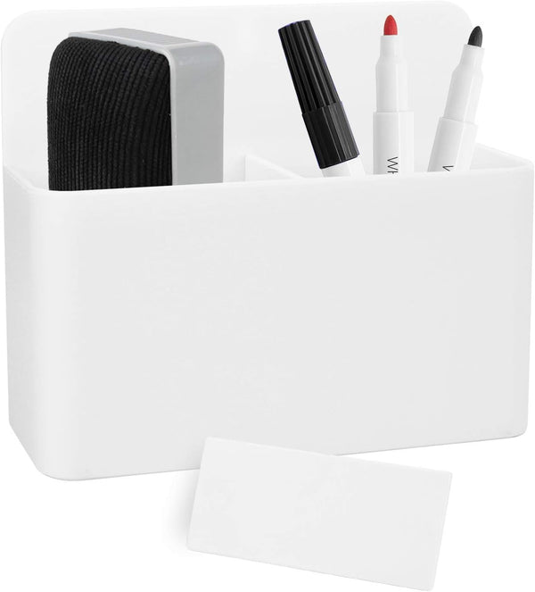 White Magnetic Pencil Cup, Locker Organizer for Pencil Storage with Strong Magnet for School and Office Supplies