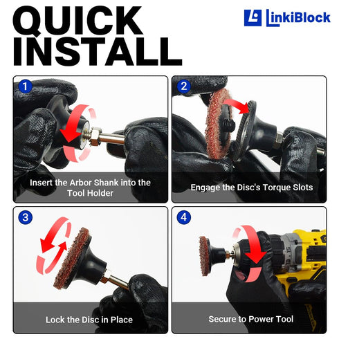 Linkiblock 25Pcs 2 inch Coarse Abrasive Nylon Surface Conditioning Quick Change Sanding Discs R-Type with Adapter