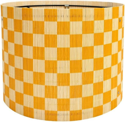 Generic Modern Lamp Shade with Colorful and Natural Checkered Pattern Bamboo Made, Translucent