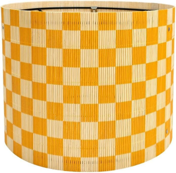 Generic Modern Lamp Shade with Colorful and Natural Checkered Pattern Bamboo Made, Translucent