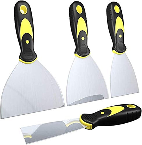 Putty Knife Scrapers, Spackle Knife, Metal Scraper Tool for Drywall Finishing, 4 Pack