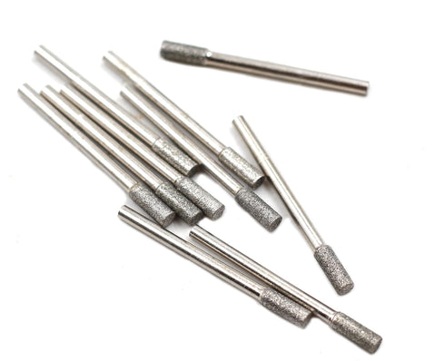 1/8" Shank Diamond Coated Cylindrical Grinding Mounted Point Bits Burrs, 10 pcs, 4 mm Head, Compatible with Rotary Tool