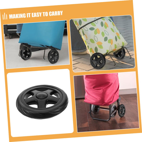 4pcs HEALLILY Replacement Plastic Wheels for Folding Shopping Carts Sturdy Rolling Cart Wheel Laundry and Trash Cans