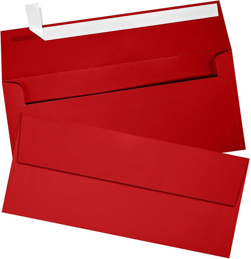 LUXPaper Invitation Envelopes #9 Slimline | Peel & Press | 3 7/8" x 8 7/8" | Ruby Red | 80lb. Text | 50 Qty