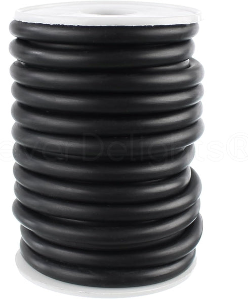 CleverDelights Solid Rubber Cord, 1/4" Diameter, 10 Feet, Buna 70 Durometer, Black