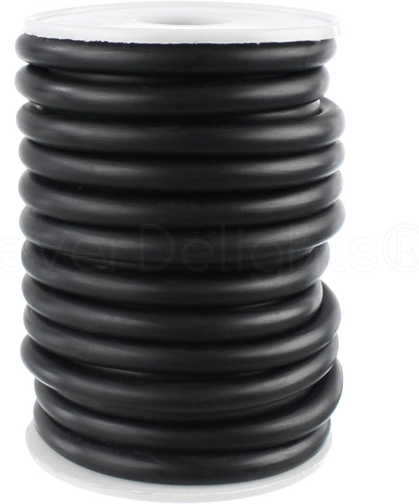 CleverDelights Solid Rubber Cord, 1/4" Diameter, 10 Feet, Buna 70 Durometer, Black