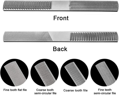 Wood Rasp File 4 Way Premium Grade High Carbon Hand File and Round Rasp, Half Round Flat & Needle Files Wood Rasp Set for Sharping Wood and Metal Tools by DONSTRAW