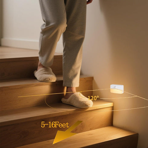 Closet Motion Sensor Night Light Indoor, Rechargeable LED Stair Lights, Warm White Stick-On Wireless Lights, Battery
