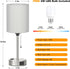 3 Dicoool Grey Bedroom Lamp for Nightstand - Color Temperature Table Lamp with USB C and A Ports, Pull Chain Bedside
