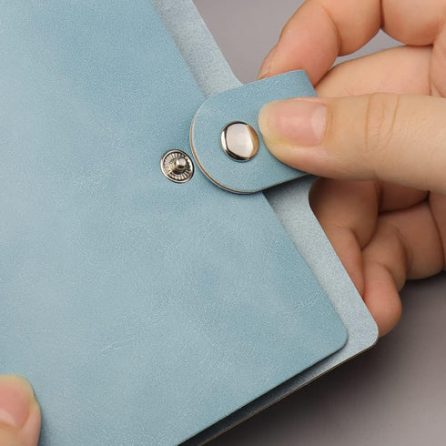 Green Mini Binder Cover, 3-Ring PU Leather Notebook with Snap Button Closure, Refillable Personal Planner Protector
