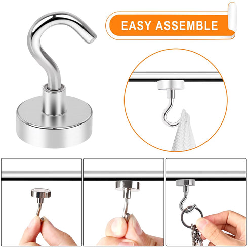 MIKEDE Heavy Duty Magnetic Hooks, 28Lbs Neodymium Magnets, 10Pcs Strong Hooks for Refrigerator, Grill, Toolbox, Storage