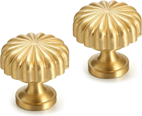 COOLHOOD 2Pcs Drawer Pulls Brass Dressers Knob Cupboard Handle Modern Furniture Handle Round Stripe Bedside Cabinet