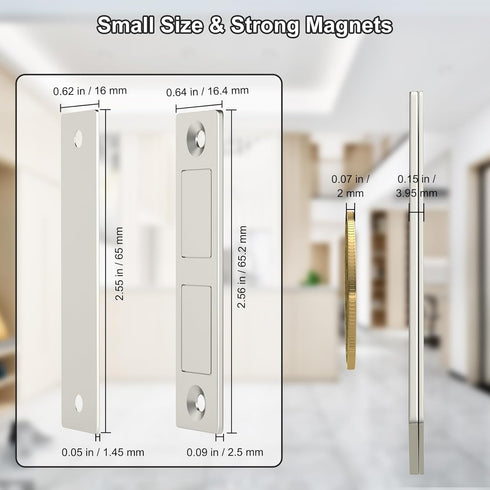 Closet 4 Pack 30LB Cabinet Drawer Magnets, Jiayi Magnetic Cabinet Door Catch, Ultra-Thin Invisible Door Magnets