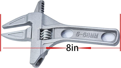 findmall Adjustable Wrench 6-68mm 8-Inch Short Shank Large Openings Wide Jaw Ultra-thin Wrench Lightweight Aluminum Alloy Repair Tools Fits for Bathroom Washbasin Tube Nut by findmall