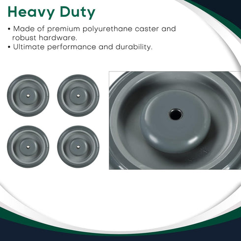 ATPEAM Shopping Cart Wheel Replacement Kit, 5" Diameter Polyurethane Stepped and Full Tread Face, Pack of 4 (Gray)