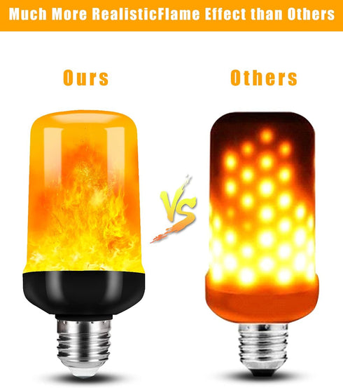 Hompavo Upgraded LED Flame Light Bulbs, 4 Modes Flickering, E26/E27 Flame Bulb for Halloween Christmas Party, 2 Pack