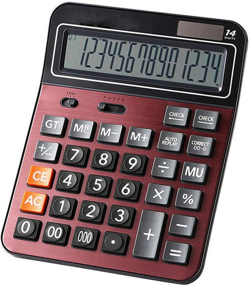 Meichoon Solar Battery Calculator, Dual Power Large Standard Function Desktop Business Calculator with 14 Digit LCD