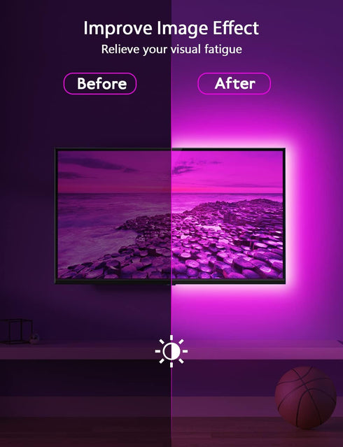 9.84ft 32-43in, MATICOD LED Lights for TV Led Backlight, RGB Led Strip Lights USB TV Lights Behind APP Remote Control