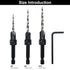 Countersink Drill Bit Set, 3Pcs Tapered Drill Bits M2 HSS, with 1/4" Hex Shank Quick Change and Allen Wrench, Counter Sinker Set for Woodworking and Carpentry, Pilot Screw Hole Set