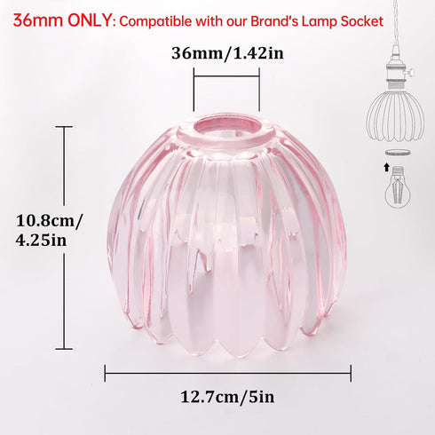 5" 4.25" 2 Pack Shenmoyl Tulip Lamp Shades Replacement, Dia. * H Pink Glass Sconce Shade Heavy and Thick for Wall