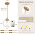 Shade,6.29" 1Light Pendant Lights Kitchen Island,Farmhouse Gold Pendant Light with Clear Glass Globe Glass Pendant