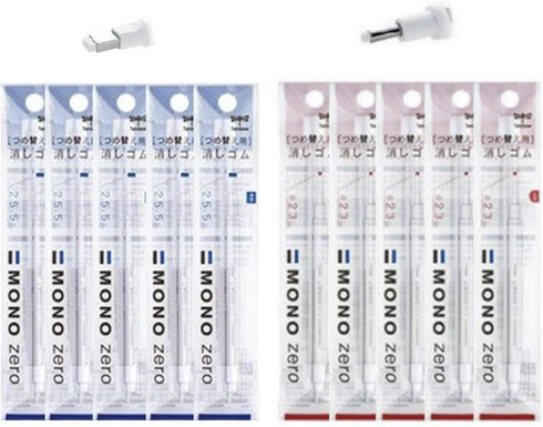 Tombow Mono Zero Pen-Style Eraser - 20 Refills, 2.3mm Round & 2.5mm Rectangle tip
