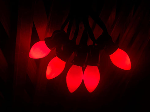 25PK C7 Christmas LED Replacement Bulbs C7 Ceramic Red LED Bulb 0.6W E12 Base for Outdoor Indoor Christmas Decor
