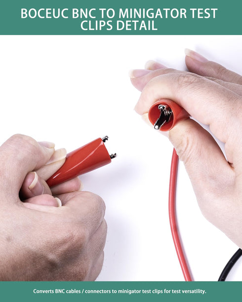 BNC Test Leads, BNC (F) to Alligator Clip, 1 Pack Test Lead Breakout Cable for Multimeter, 5A Rating