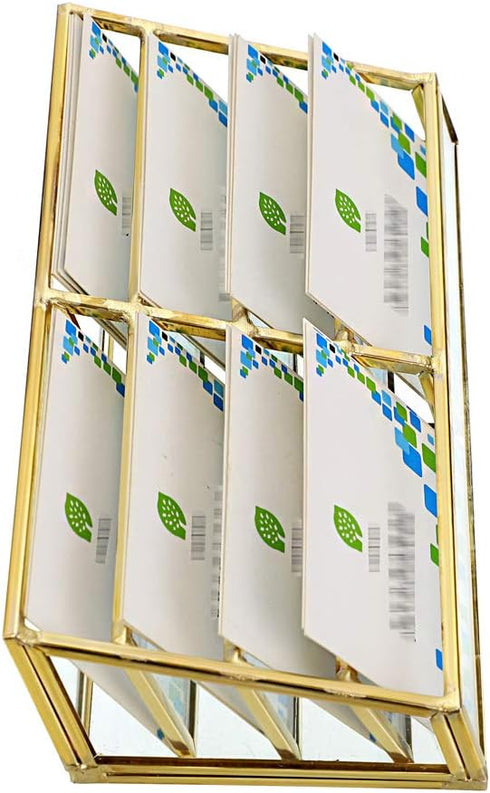 Hipiwe 8 Countertop Glass Business Card Holder Stand Slot Name Cards Display Storage Holder Gold Metal Business Cards