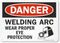SmartSign - U9-2145-NP_10x14 "Danger - Welding Arc, Wear Proper Eye Protection" Sign | 10" x 14" Plastic Black/Red on White