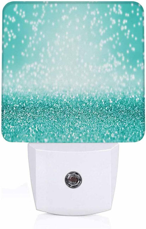 Chrobak LED Night Light,Elegant Teal Green Glitter Sparkle Confetti LED Night Light Plug