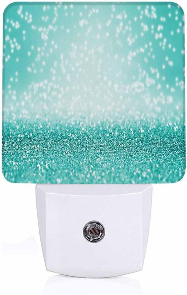 Chrobak LED Night Light,Elegant Teal Green Glitter Sparkle Confetti LED Night Light Plug