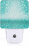 Chrobak LED Night Light,Elegant Teal Green Glitter Sparkle Confetti LED Night Light Plug