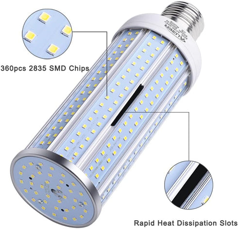 80W LED Corn Light Bulb, Large Mogul E39 Base, 8000-Lumen, 6500K Daylight Cool White, LED Corn Bulb for Large Area
