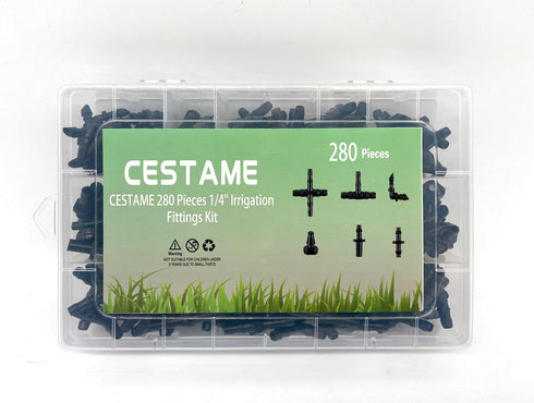 280 Pcs Barbed Connectors Irrigation Fittings Kit for Drip Irrigation 1/4'' Tubing for Garden Lawn