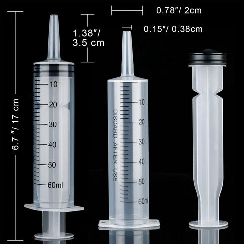 60ml Pack 15 Syringe for Liquid, Syringe Without Needle for Pet Feeding, Liquid Measurement, Individually Wrapped