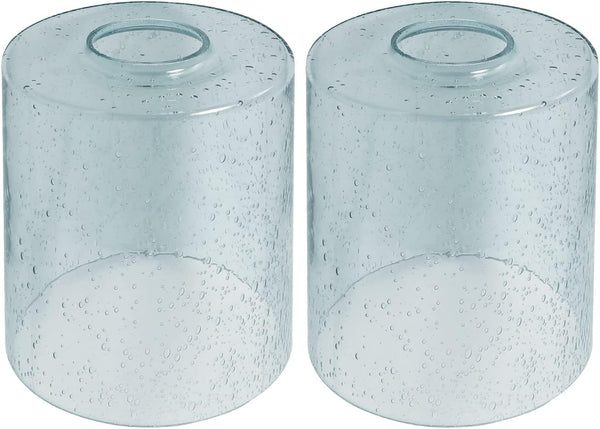 2 Pack Blue Seeded Glass Lamp Shades, Cylinder Light Fixture Replacement Globe