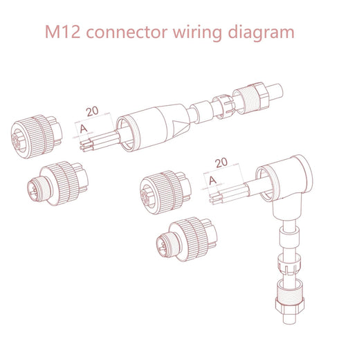 5Pcs M12 4 Pin Female Connector, Field Assembly Wireable Adapter 12mm IP67 Waterproof Straight Sensor A Code Unshielded