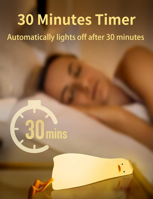 BemeedLigt Dimmable LADK001WH Lying Flat Duck Night Light, Cute Silicone Duck Lamp, LED Nursery Nightlight, Bedside