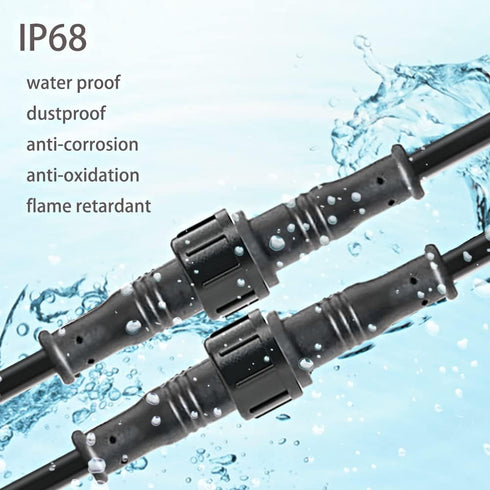 2 Pin Electrical Connector, 20AWG IP68 Male Female Plug LED Connectors with 20CM Cable for Outdoor LED Strip Lights (5