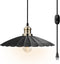 Plug in Pendant Light Stepless Dimming Hanging Lamp Lotus Leaf Lampshad, Industrial