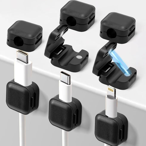 Art3d 8 Pack Magnetic Cable Clips, Black Cable Management Accessories, Cord Smooth