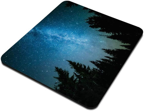 Beautiful Night Sky Mouse Pad - The Milky Way and Trees, Rectangle Non-Slip Rubber Gaming Pad